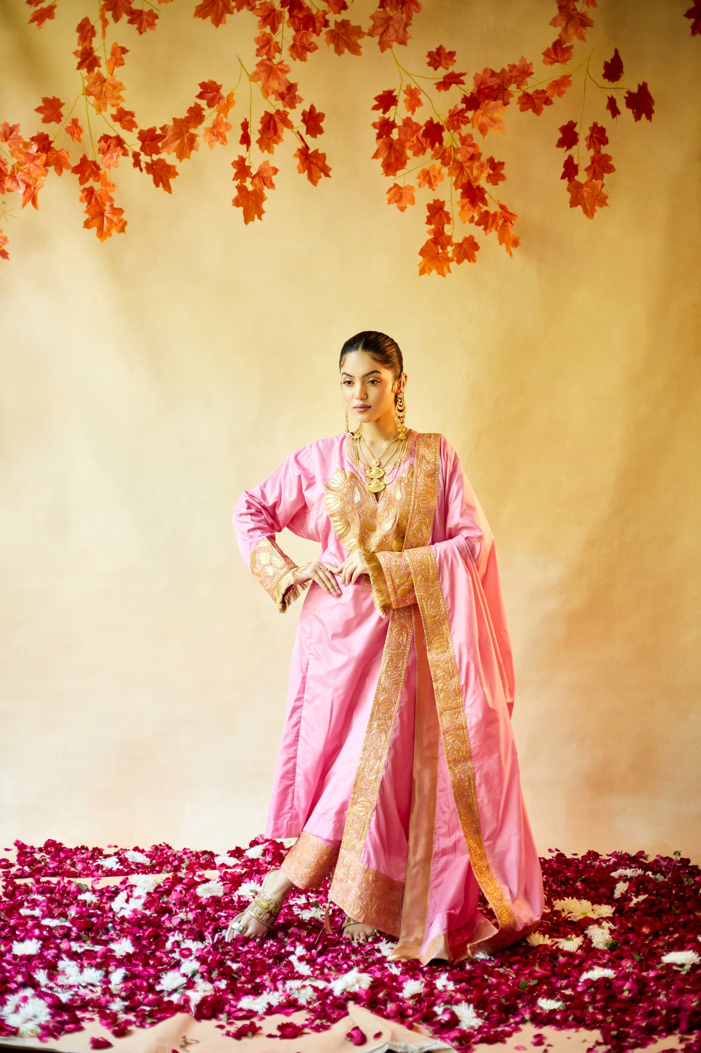 Peach Pink Pure Silk Suit Set