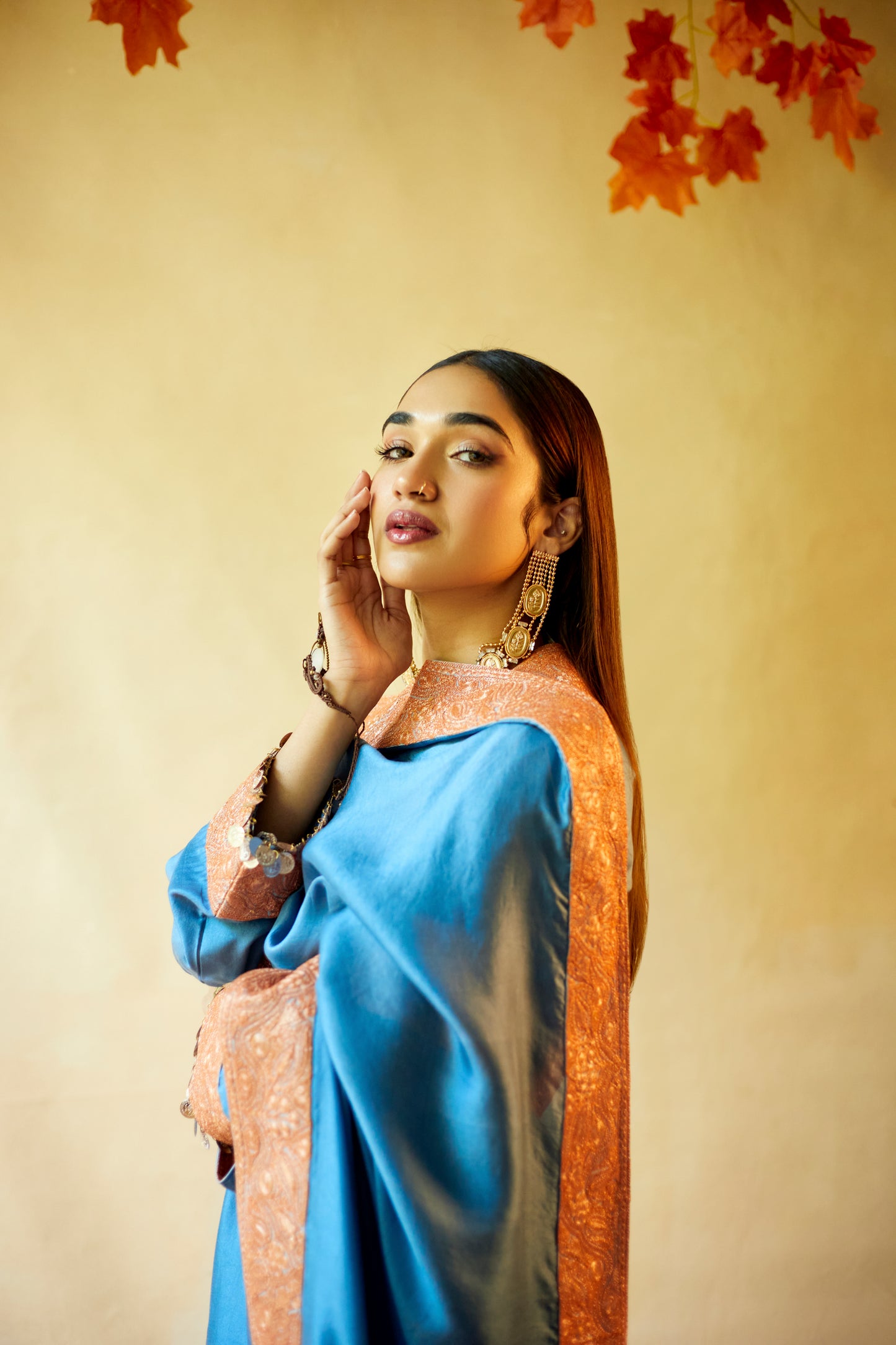 Steel Gray Pure Silk Suit Set