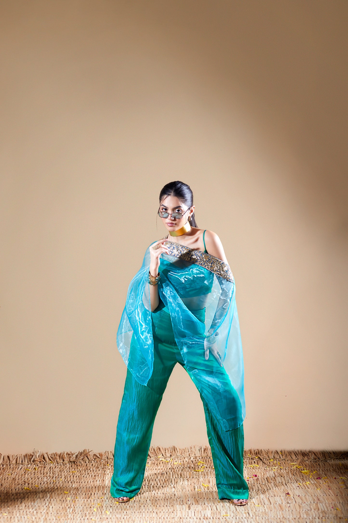 Rania Co-ord Set in Peacock Green