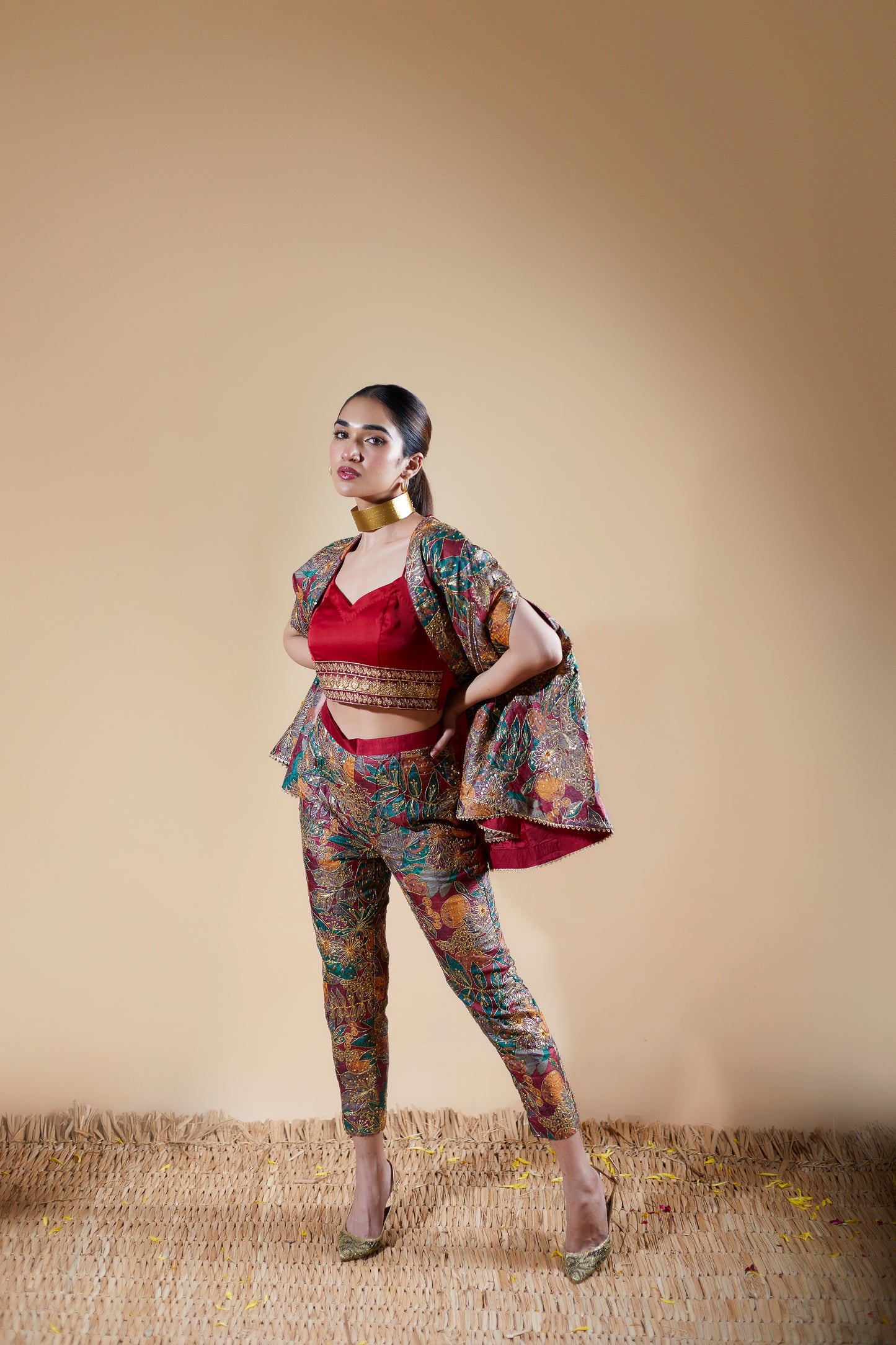 Rania printed tilla cape co-ord set