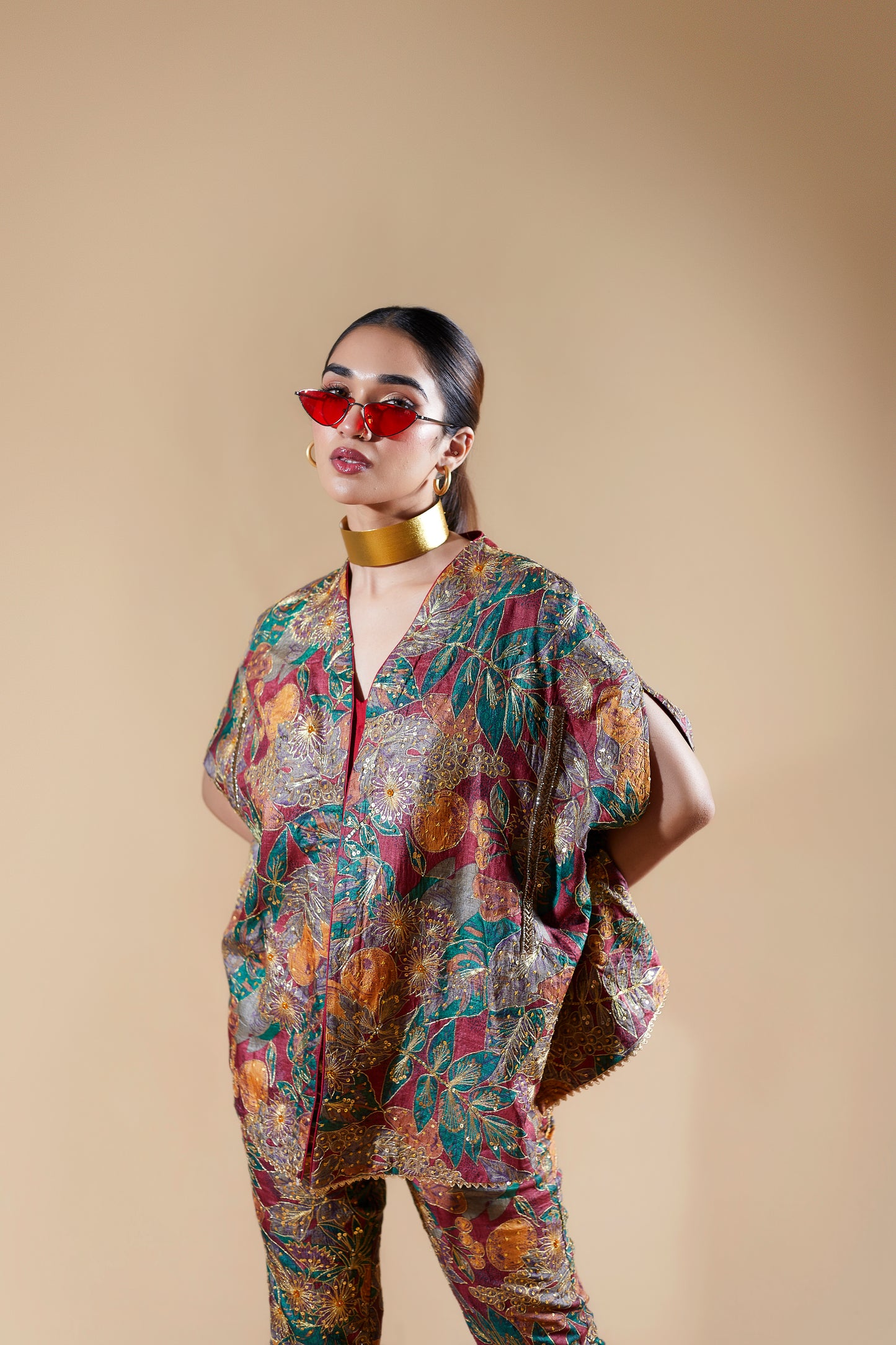 Rania printed tilla cape co-ord set