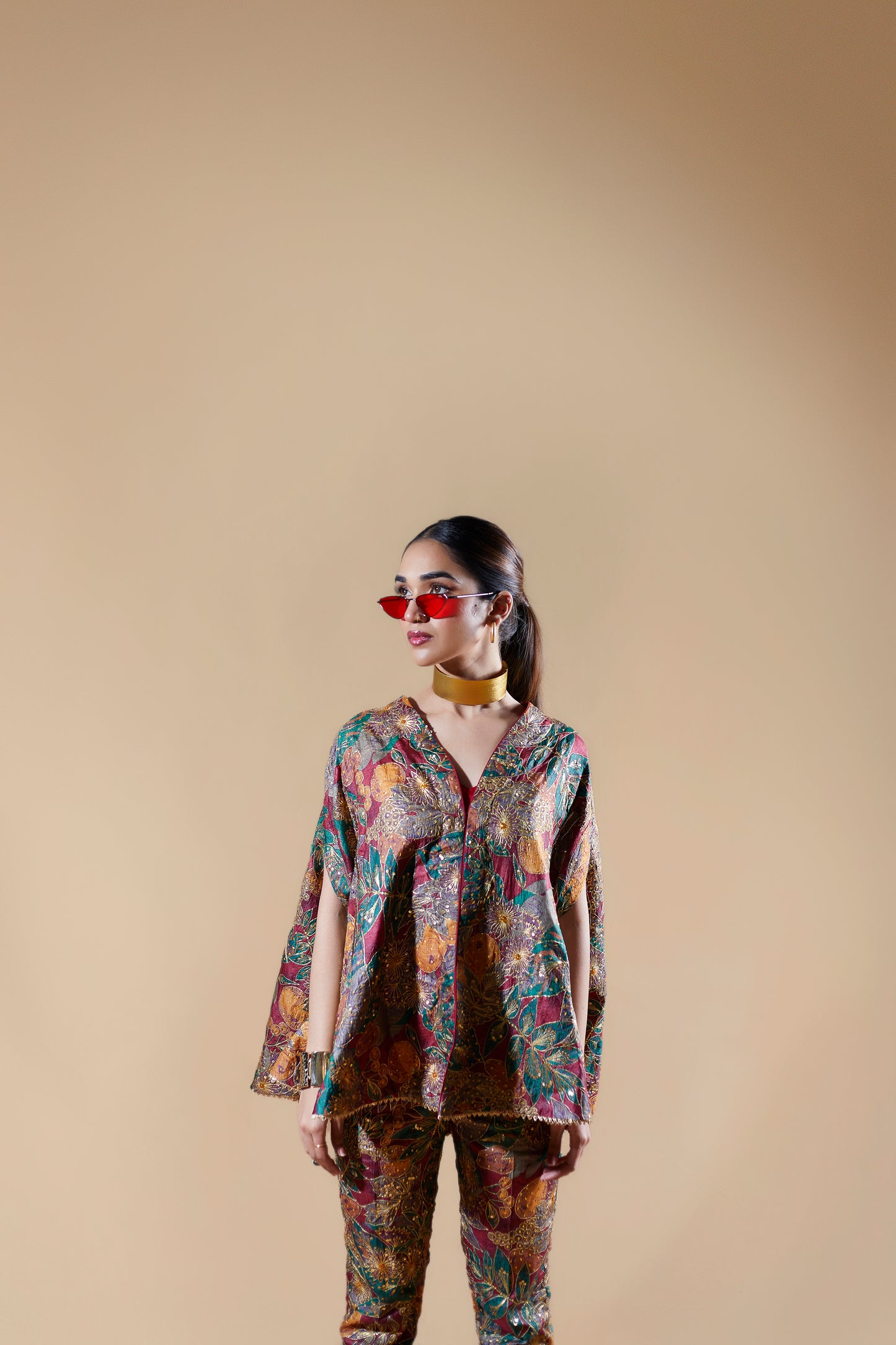 Rania printed tilla cape co-ord set