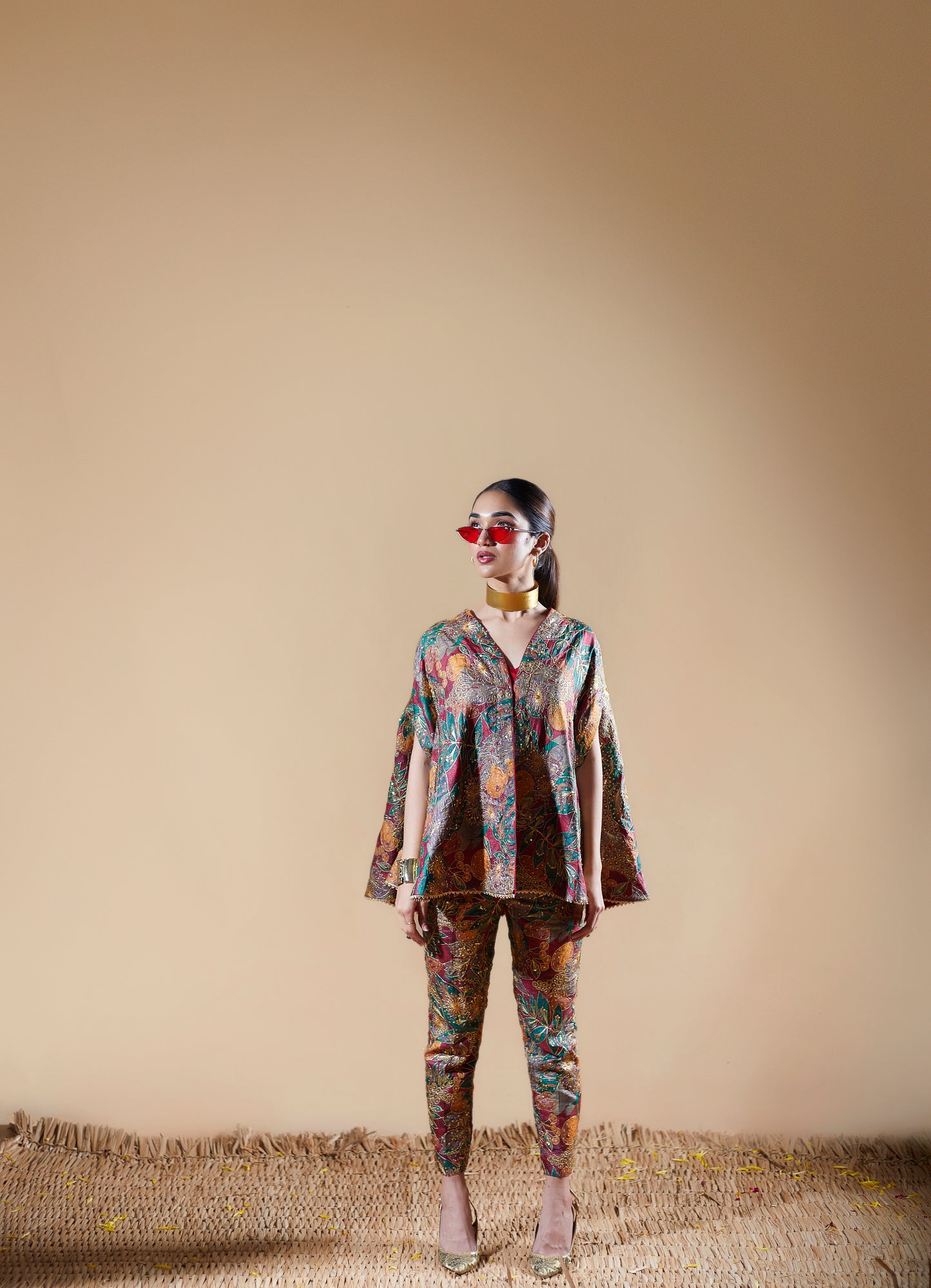 Rania printed tilla cape co-ord set
