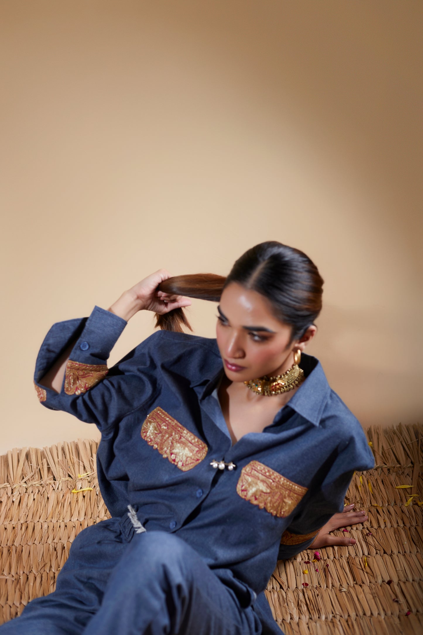 Gold denim Co-ord Set