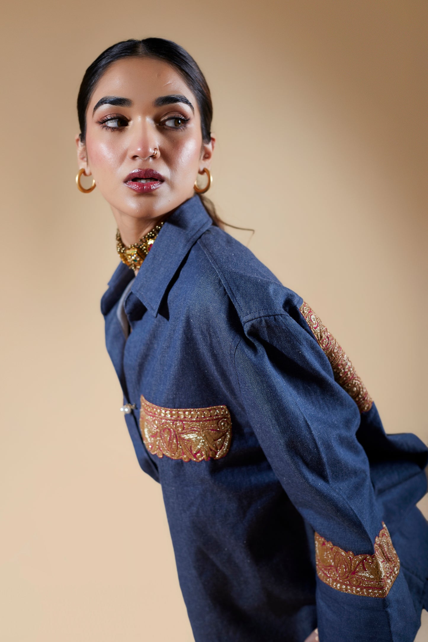 Gold denim Co-ord Set