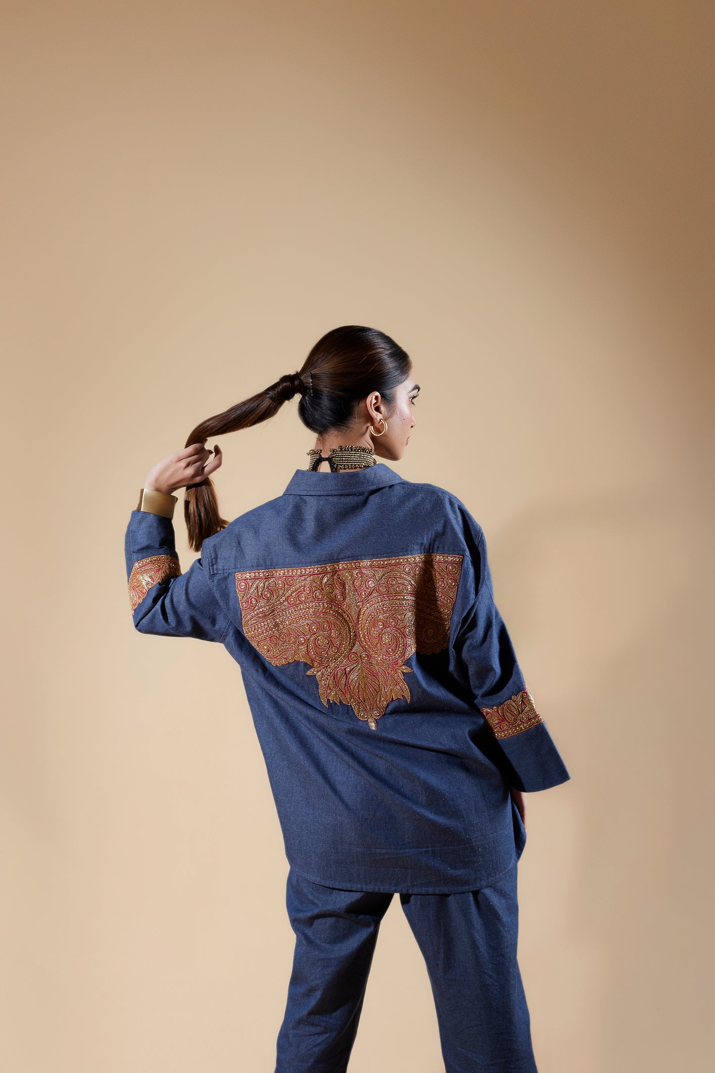 Gold denim Co-ord Set