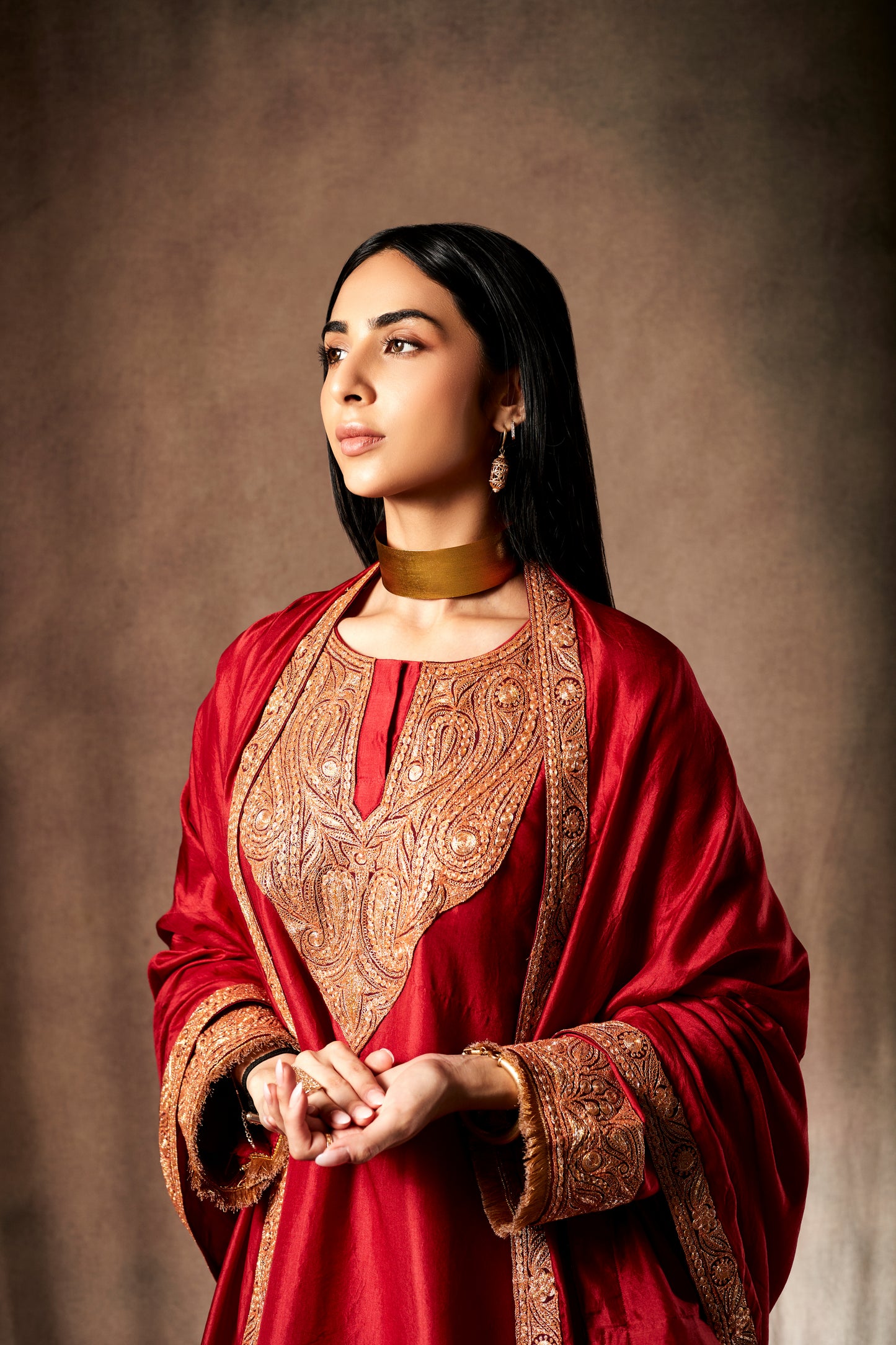 Coral Pure Silk Tilla Suit Set