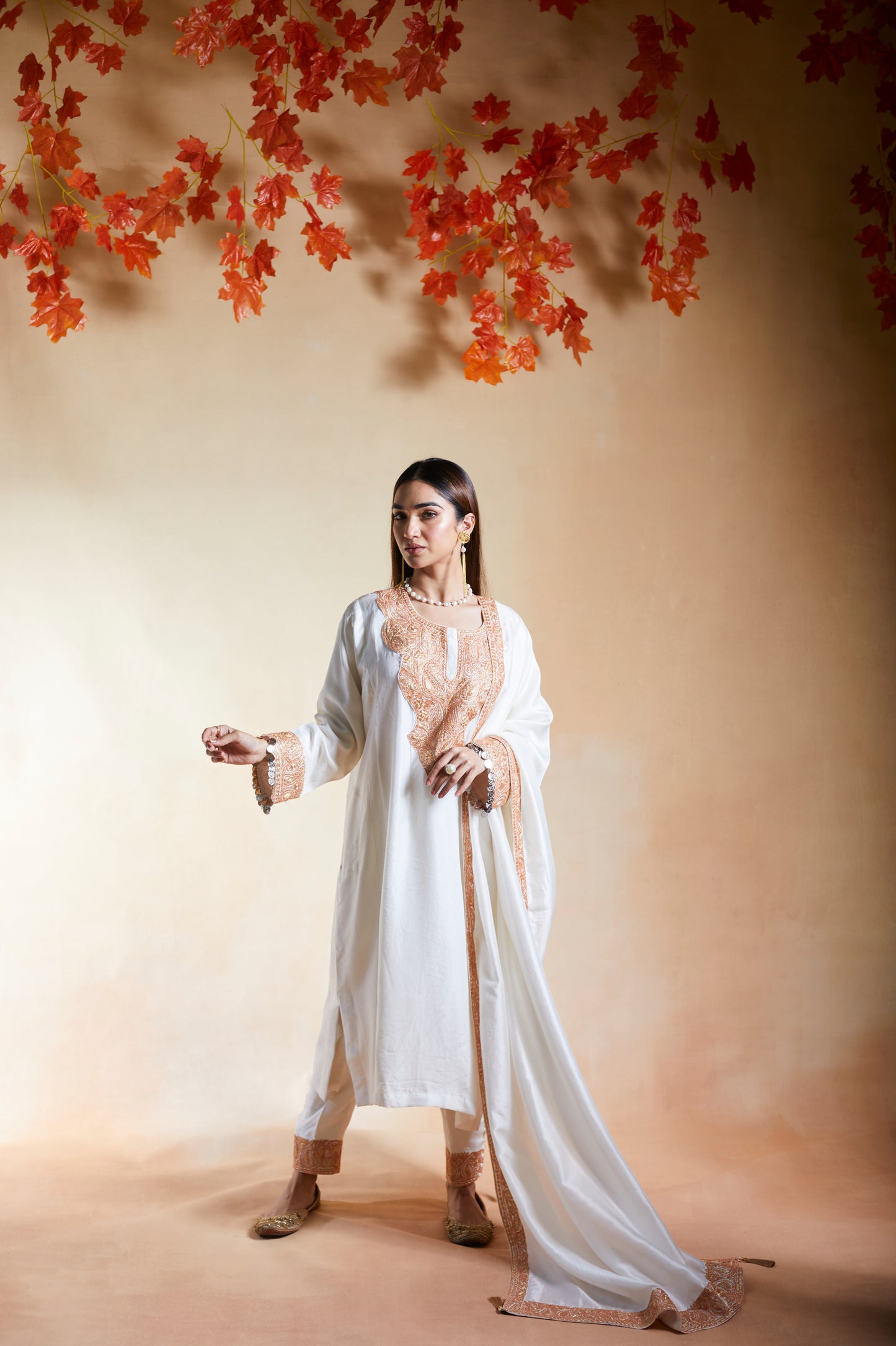 Off white Pure Silk Suit Set