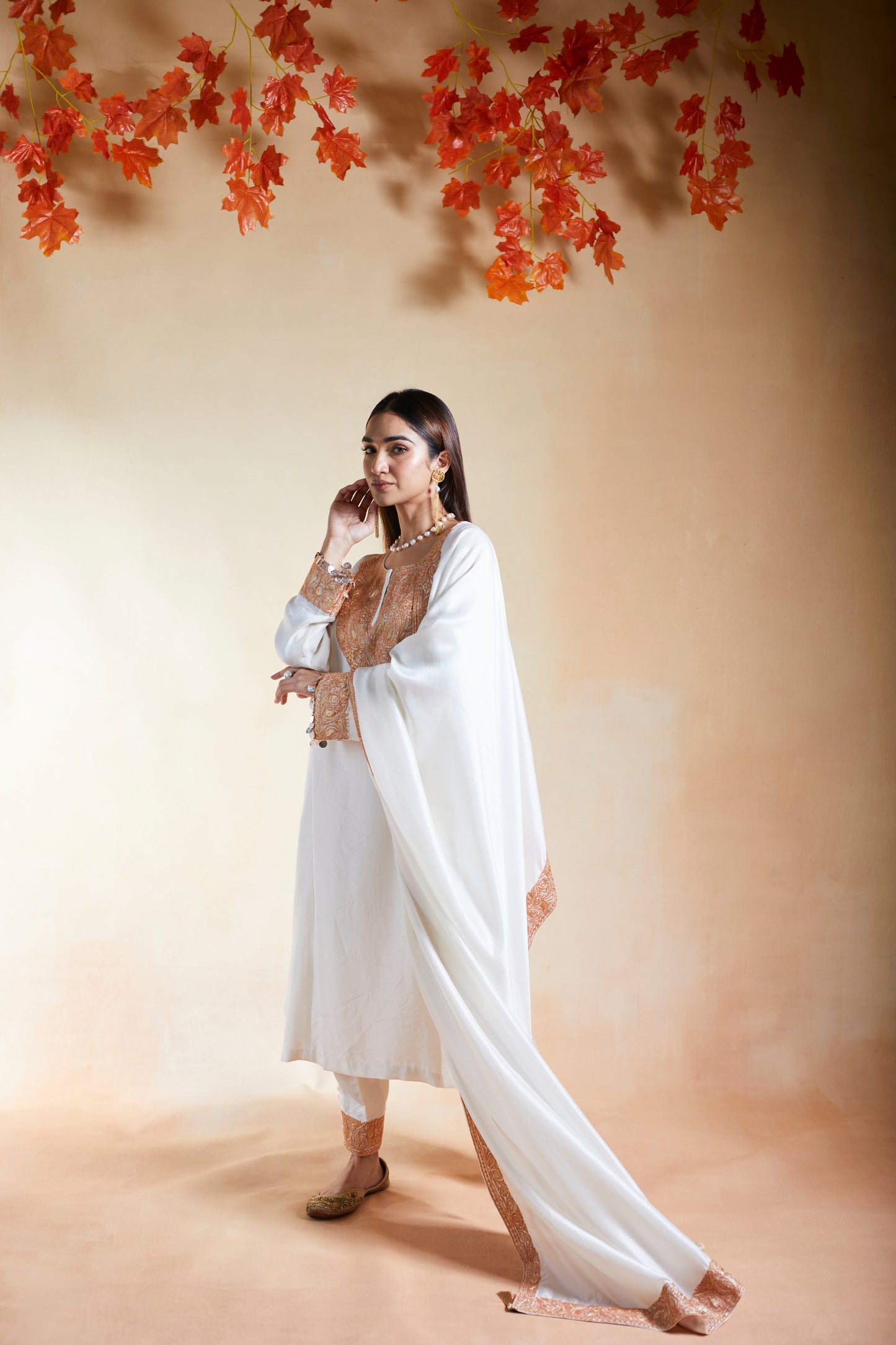 Off white Pure Silk Suit Set