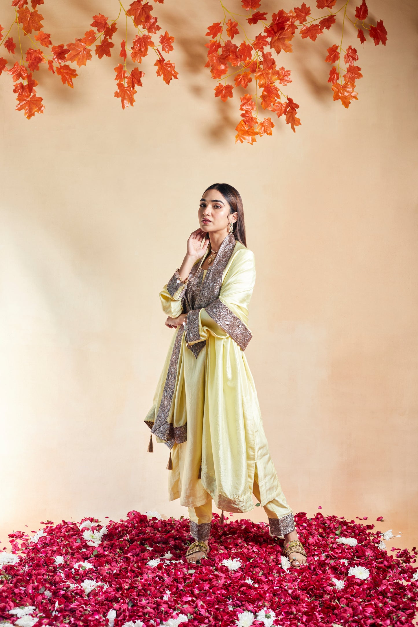 Lemon Yellow Pure Silk Suit Set