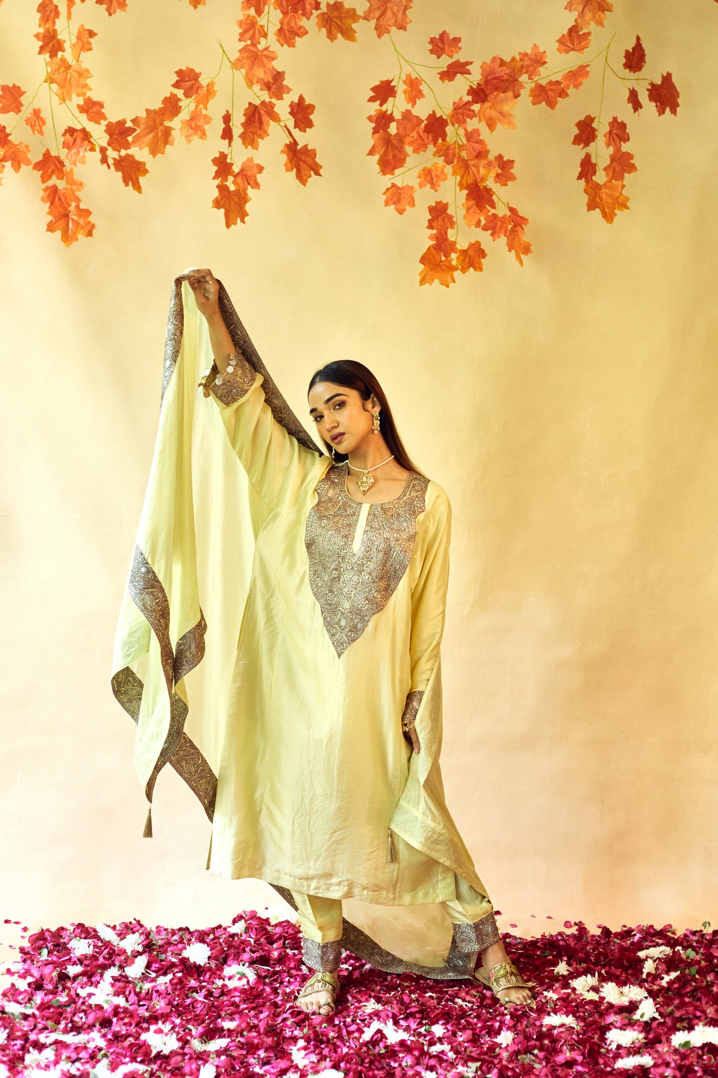 Lemon Yellow Pure Silk Suit Set